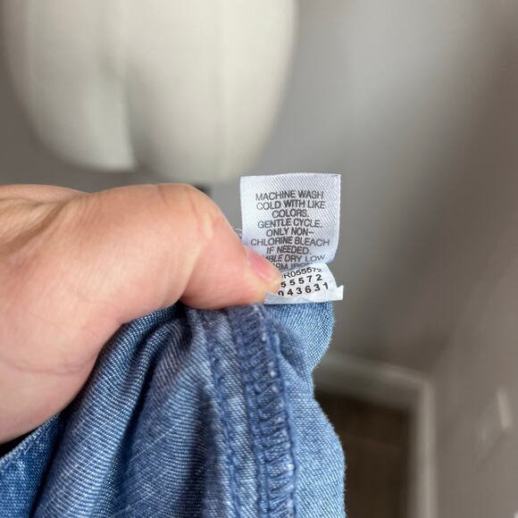 J Jill Denim Chambray Shirt Dress Petite Tencel Linen Blend Size S Petite - Picture 8 of 8